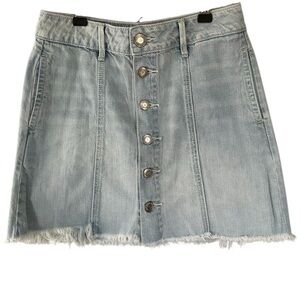 American Eagle Outfitters Button Front High Rise Light Denim Skirt Size 00